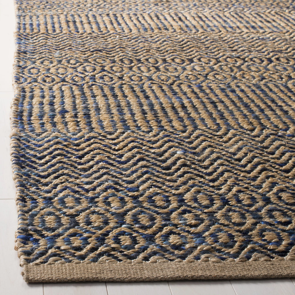 Navy Natural Abstract Geometric Area Rug T78365