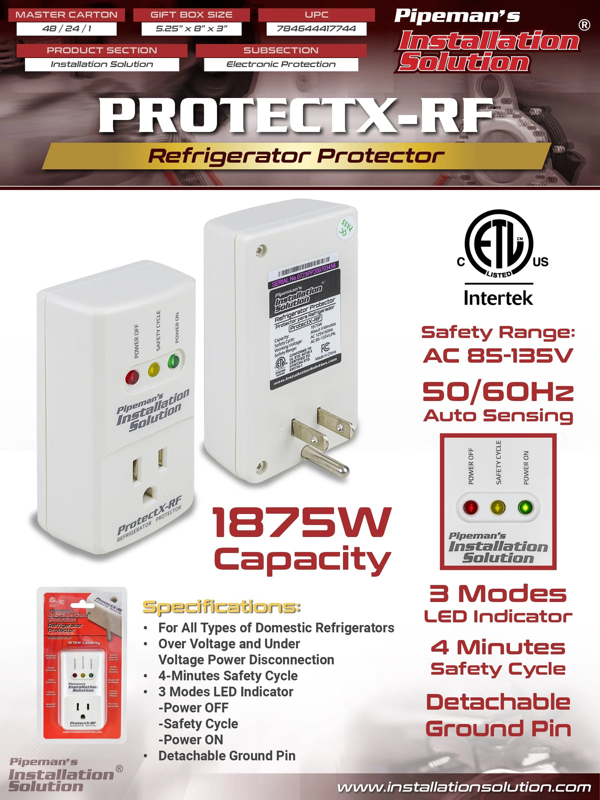 1800 Watts Refrigerator Voltage Protector T439