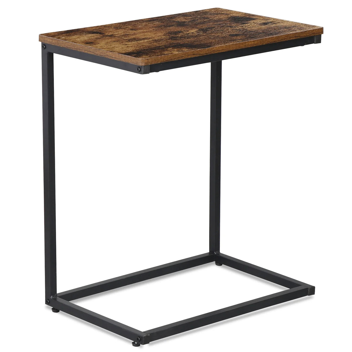C-Shaped Sofa Bed Side Table with Metal Frame Rustic Brown I487951