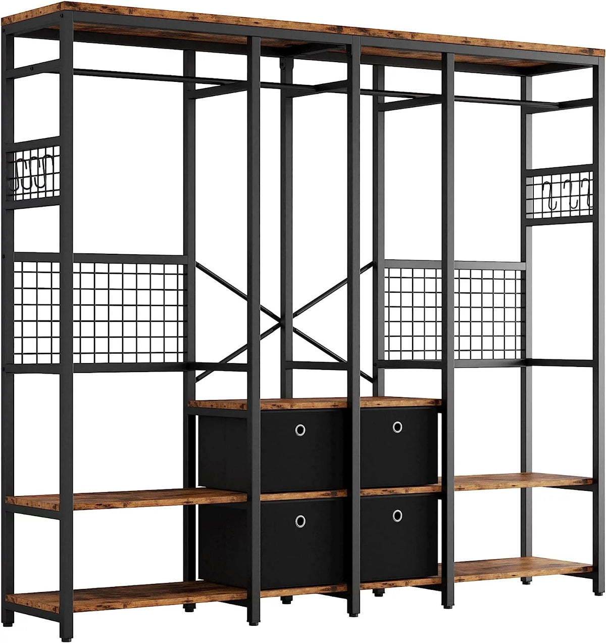 Garment Rack with Shelves 4 Drawers and 8 Hooks S94443