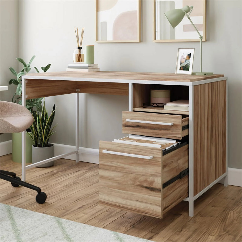 Kiln Acacia Brown Engineered Wood Metal Desk F40484