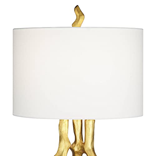 Modern Gold End Table Lamp with White Shade Q2719