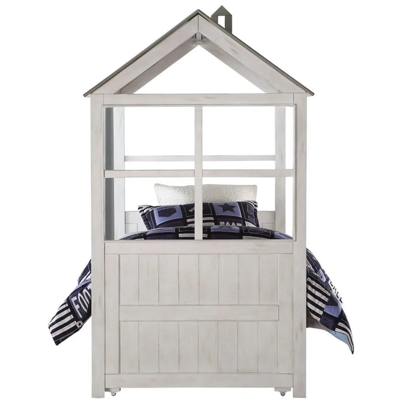 Twin Bed in Weathered White and Washed Gray J463