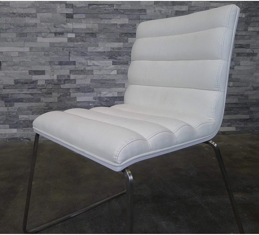 White Polyurethane Fabric Dining Chair with Stainless Steel Frame Z649