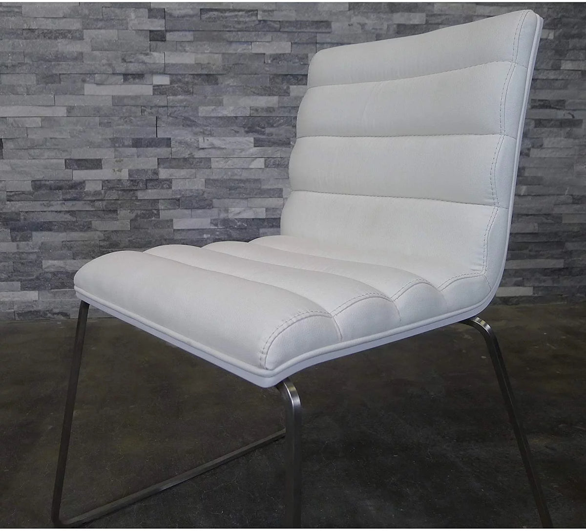 White Polyurethane Fabric Dining Chair with Stainless Steel Frame Z649