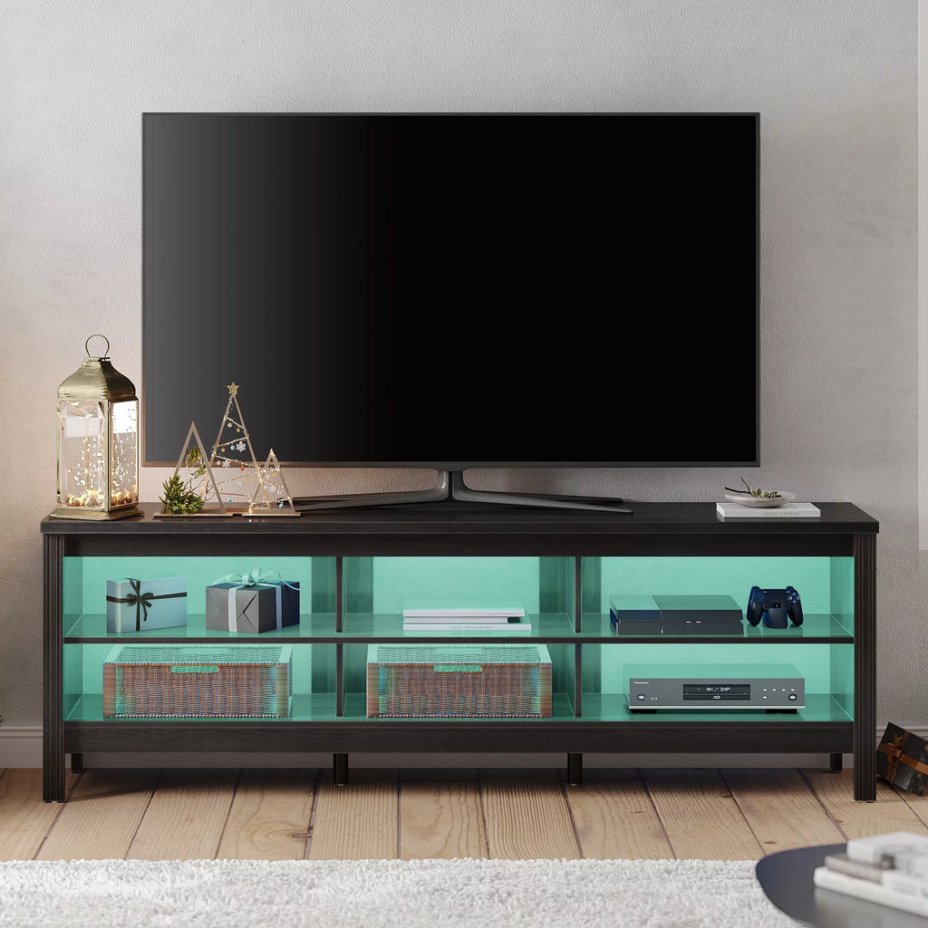 Espresso 70 inch TV Stand with 6 Cubby W7852