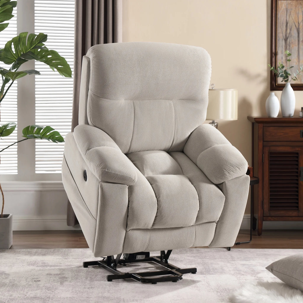 Large Power Lift Recliner Chair with Massage and Heat, Beige A264593