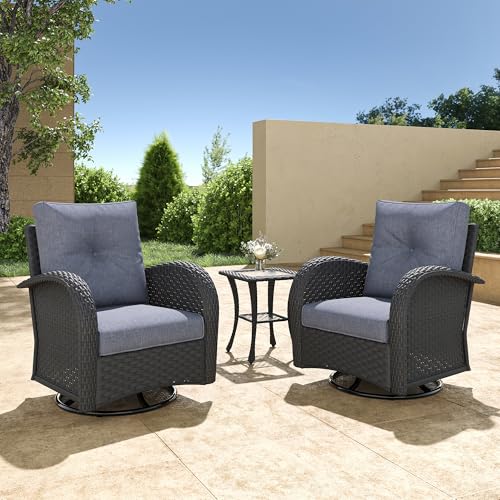 5 Pieces Wicker Patio Furniture Set with High Back Swivel Rocker Chairs G4796
