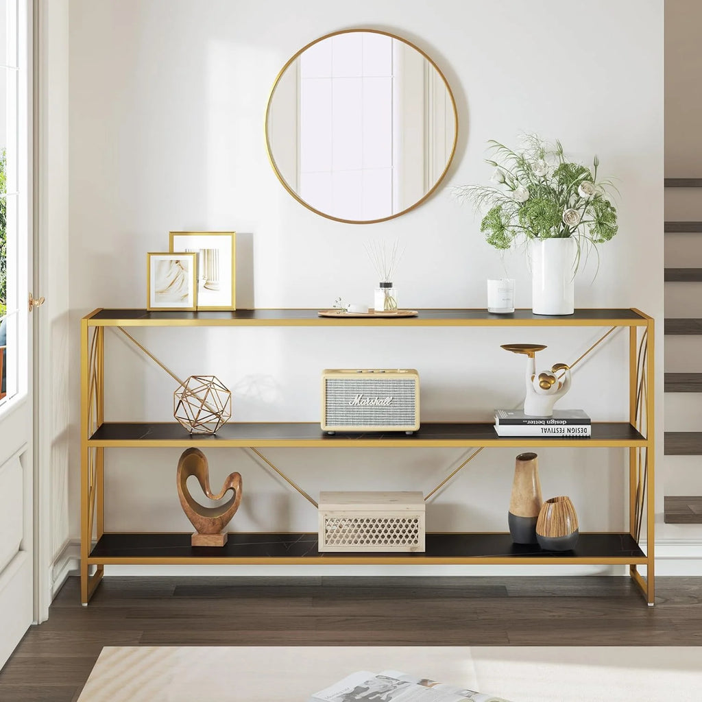 Black 3 Shelf Console Table Z2298