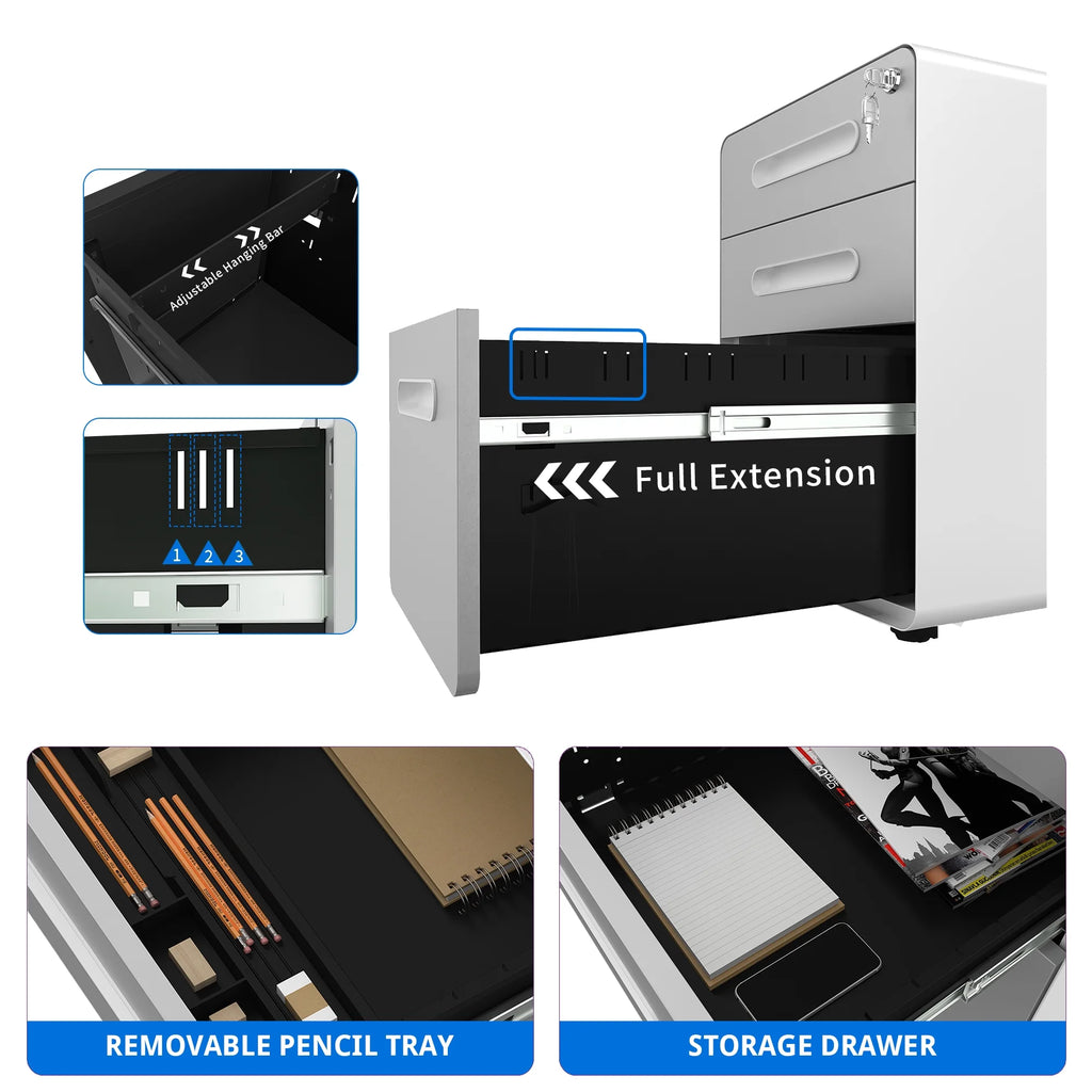 3 Drawer Lockable Metal File Cabinet X6771