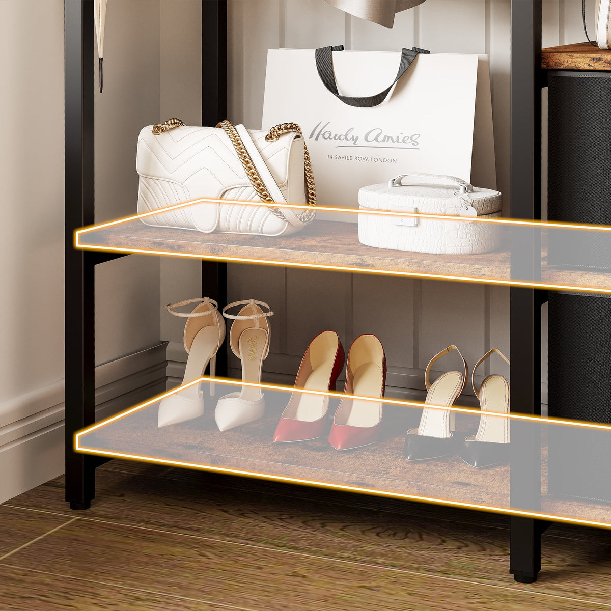 Garment Rack with Shelves 4 Drawers and 8 Hooks S94443