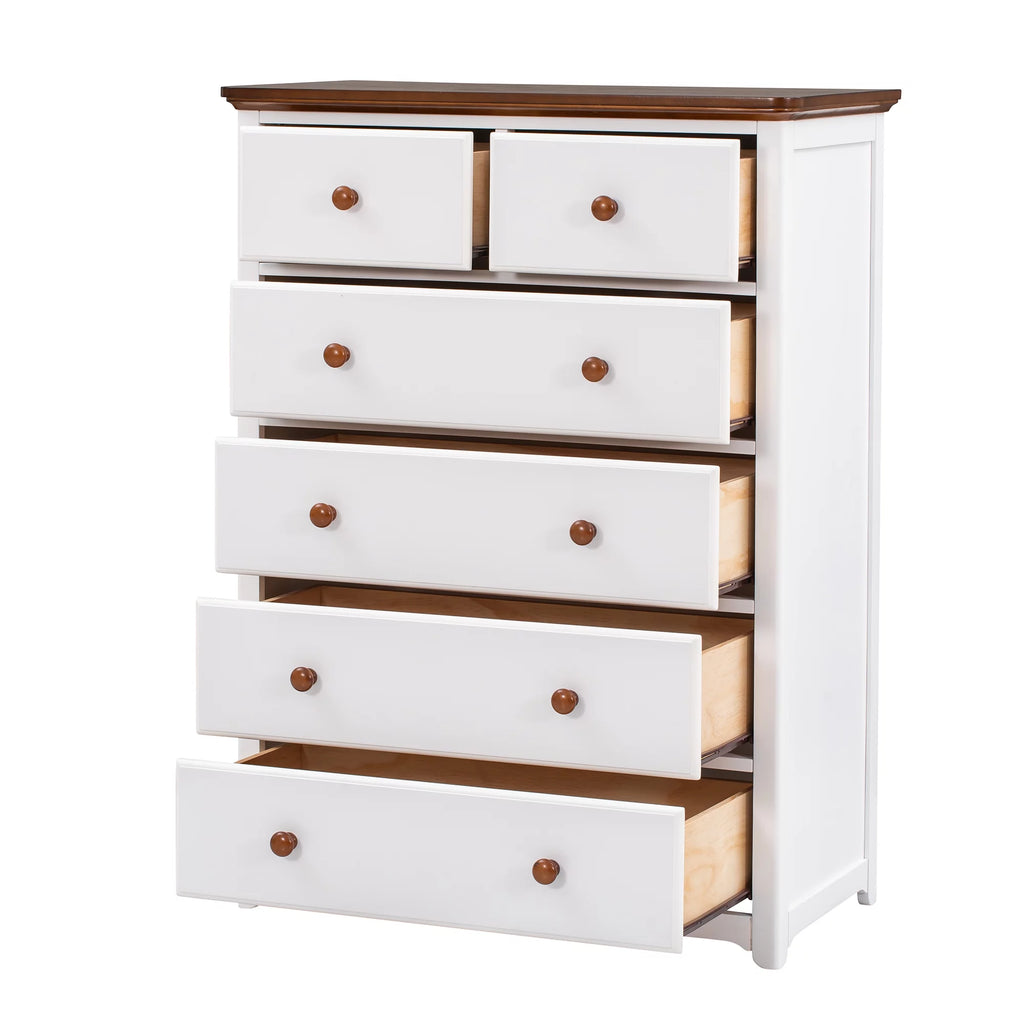 Full Size Platform Bed with Nightstand and Storage Chest, White and Walnut K22547