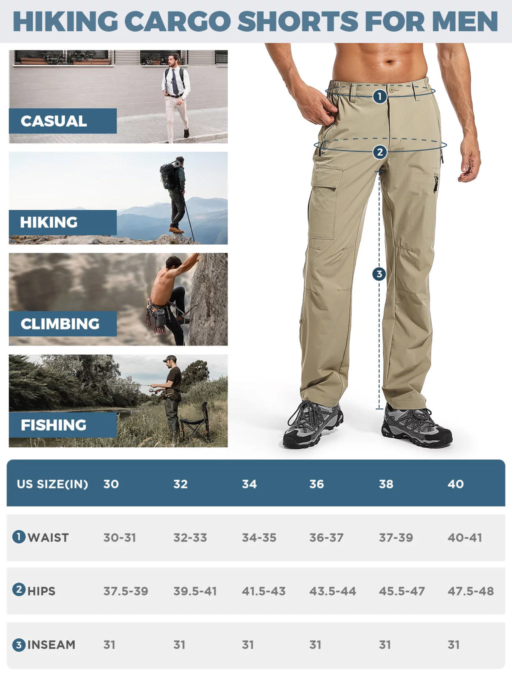 Lightweight Quick Dry Waterproof Cargo Pants K6486
