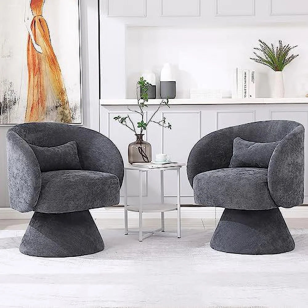 Linen Upholstered Swivel Accent Chair Set of 2 L177