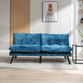 Blue Chenille Convertible Sleeper Sofa Bed A42493