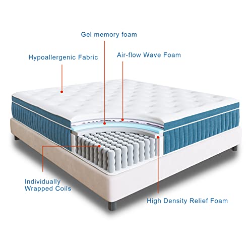 Queen 12 Inch Hybrid Gel Memory Foam Mattress F224