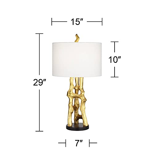 Modern Gold End Table Lamp with White Shade Q2719