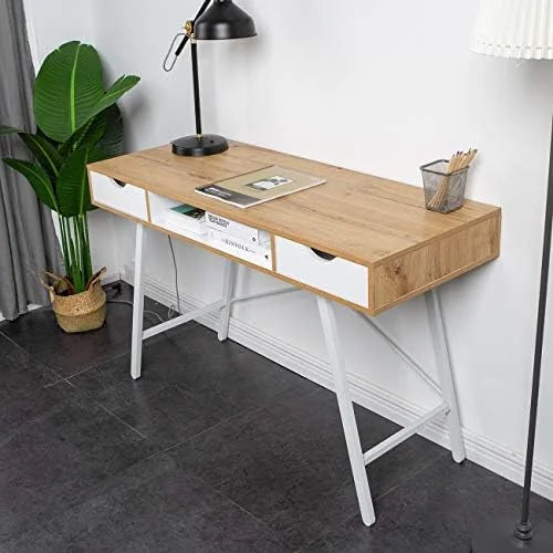 White Computer Desk with 2 Drawers U83624