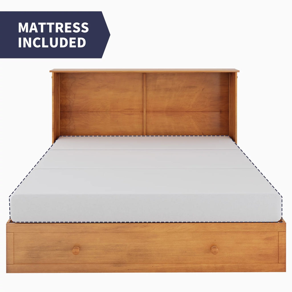 Queen Size Murphy Bed Cabinet with USB Charging Station, Drawer & Folding Mattress G416109