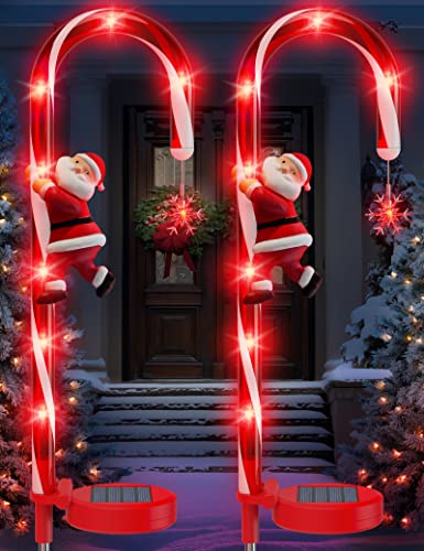 Solar Christmas Candy Cane Pathway Marker Lights 2 Pieces O933