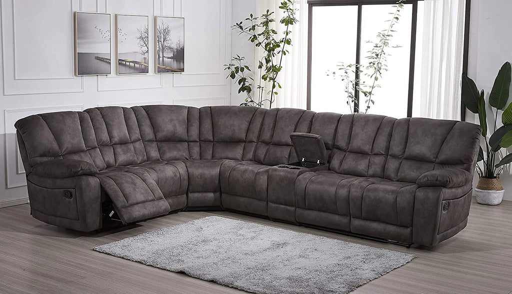 Grey Microfiber Reclining Sectional Sofa B883