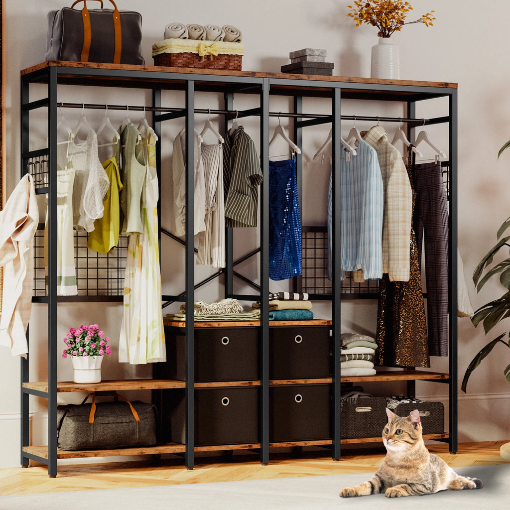 Garment Rack with Shelves 4 Drawers and 8 Hooks S94443