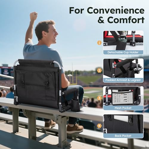 Folding Stadium Seat with Cup Holder and Cushion K40691