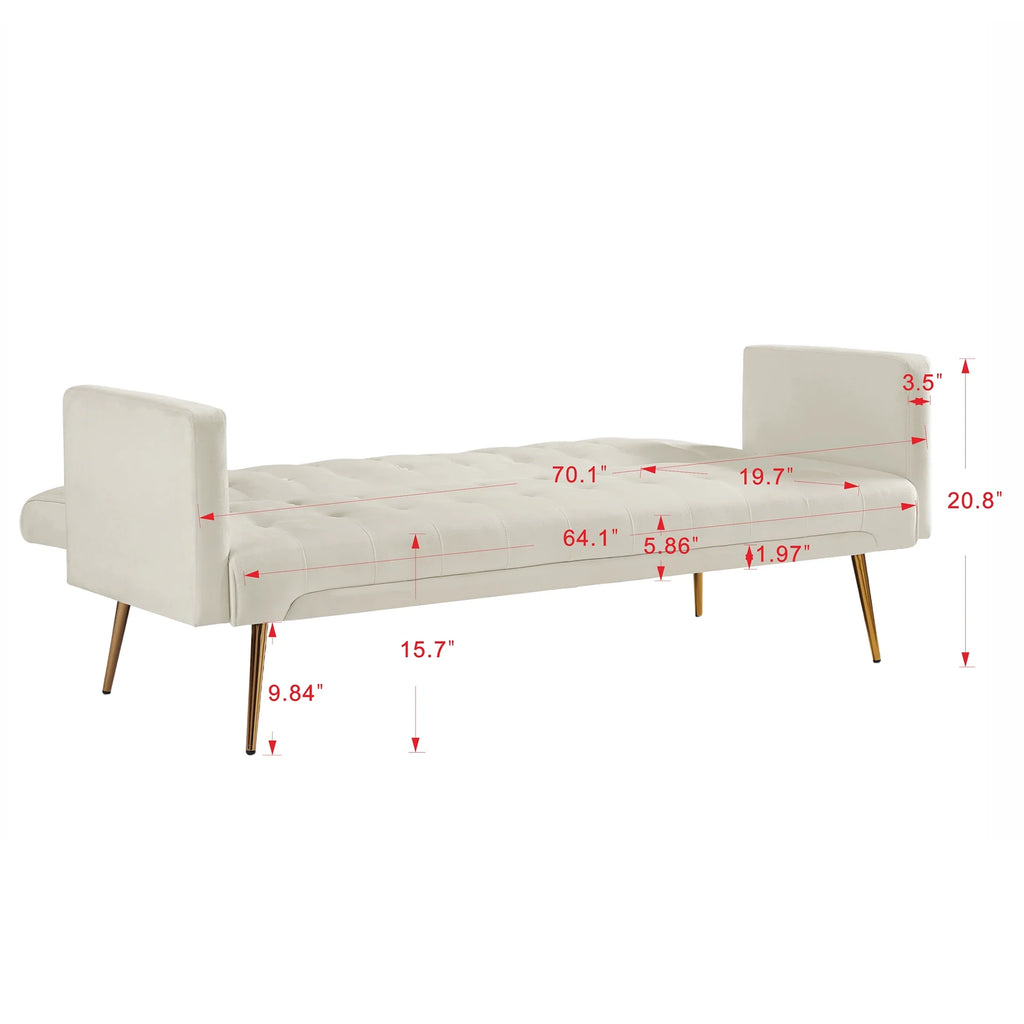 Velvet Convertible Sofa Bed with Metal Legs E5209