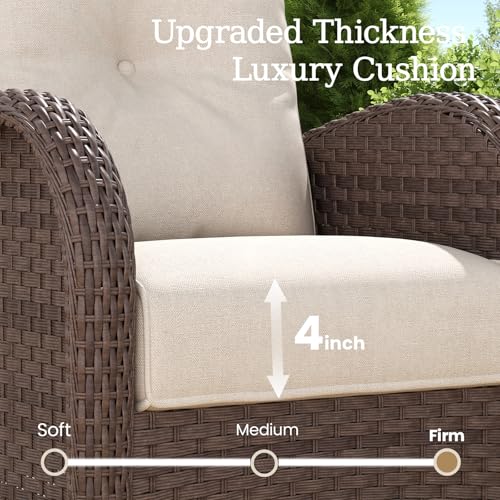 5 Pieces Wicker Patio Furniture Set with High Back Swivel Rocker Chairs G4796