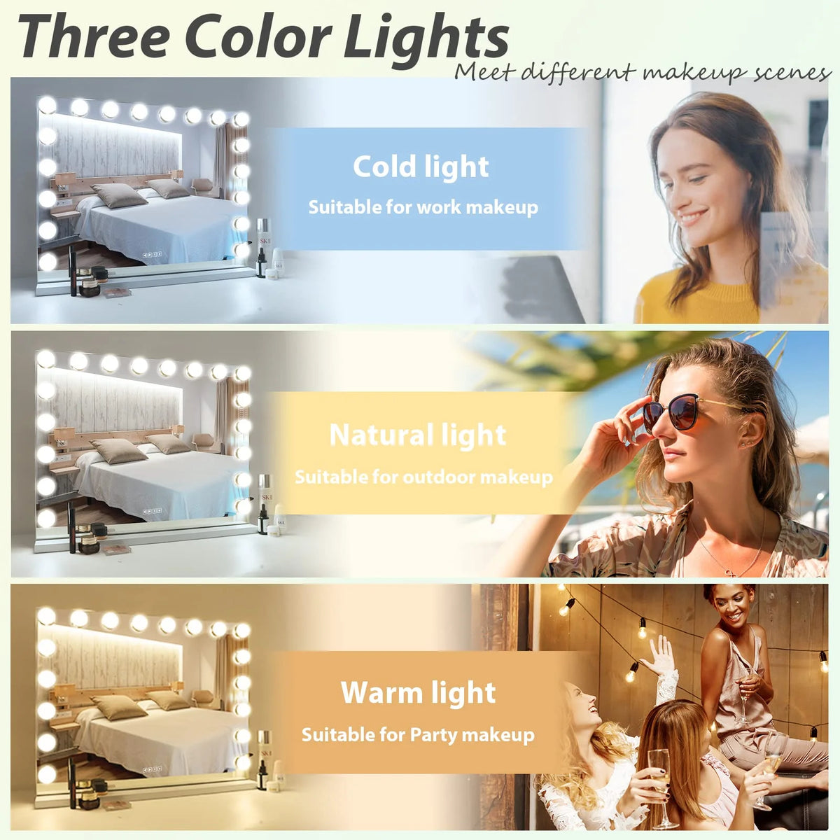White 32"x 23" Lighted Vanity Mirror B353309