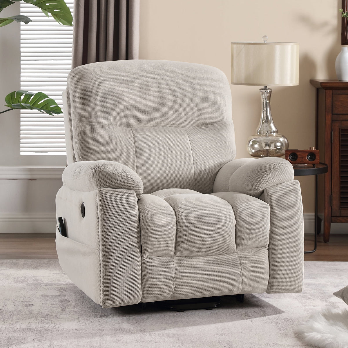 Large Power Lift Recliner Chair with Massage and Heat, Beige A264593