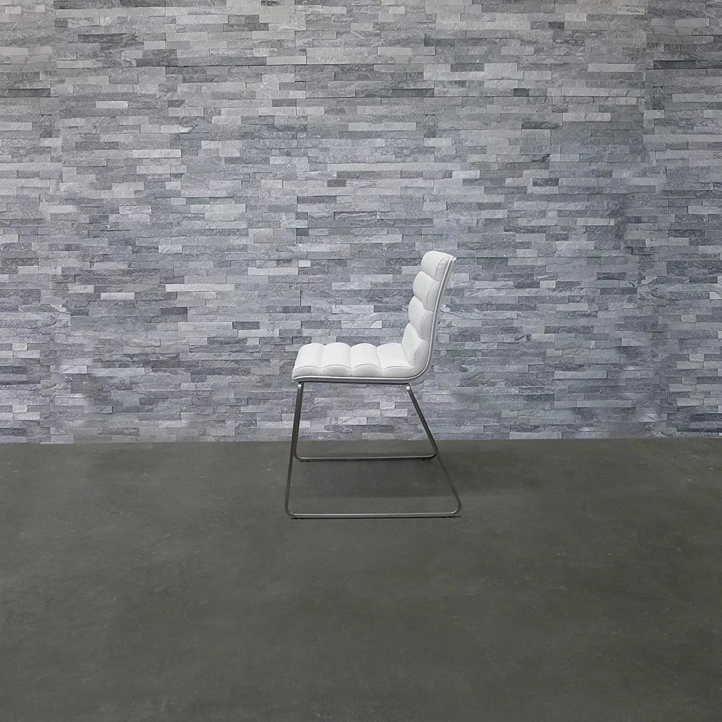 White Polyurethane Fabric Dining Chair with Stainless Steel Frame Z649