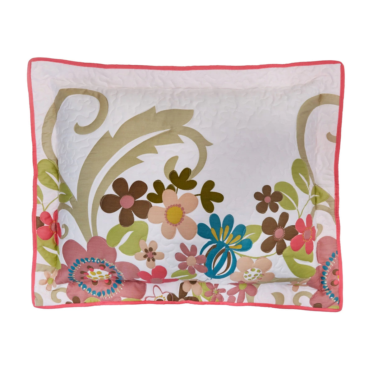 White Pink Floral Sham K6527