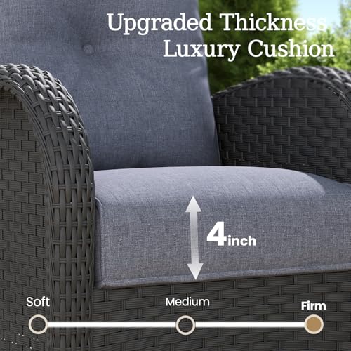 5 Pieces Wicker Patio Furniture Set with High Back Swivel Rocker Chairs G4796