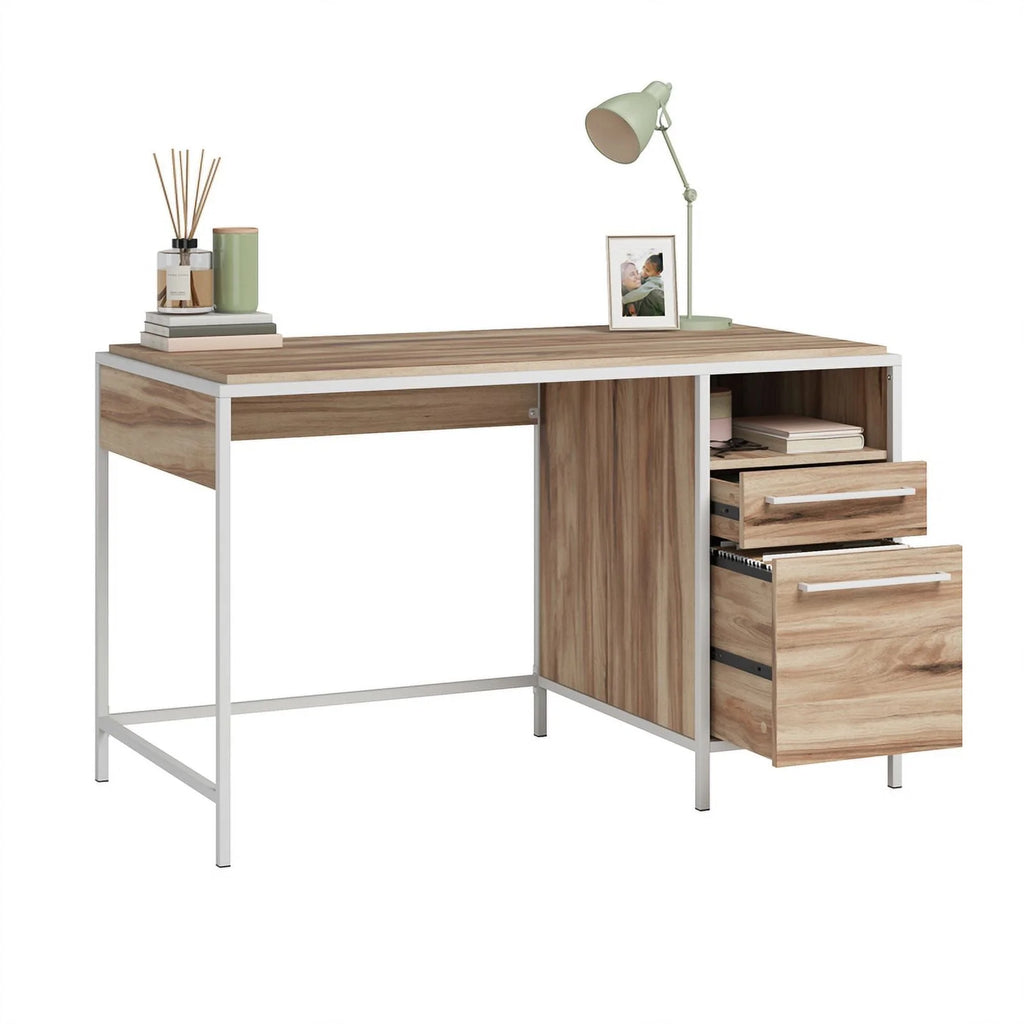 Kiln Acacia Brown Engineered Wood Metal Desk F40484