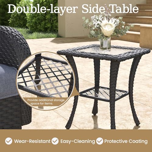 5 Pieces Wicker Patio Furniture Set with High Back Swivel Rocker Chairs G4796