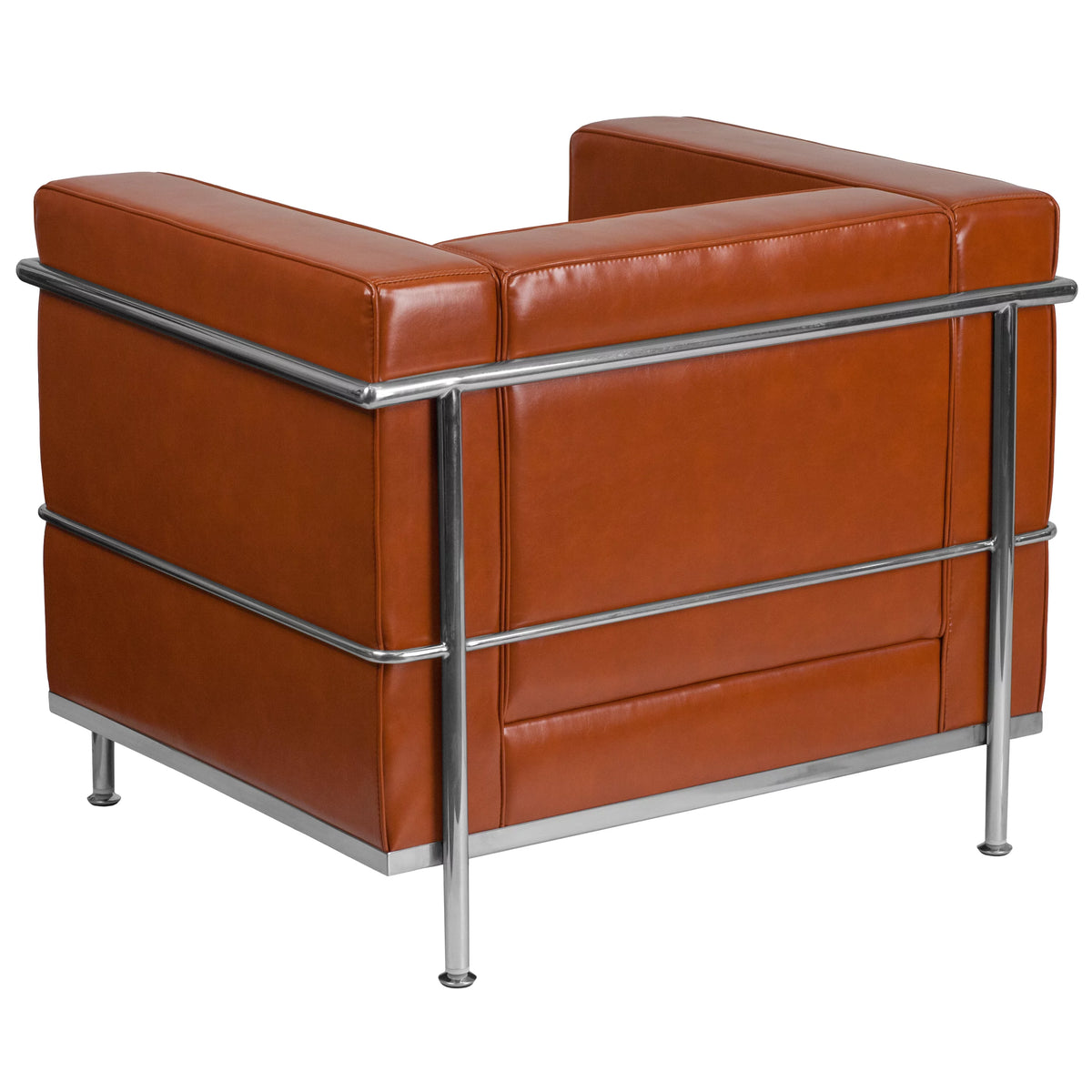 Cognac LeatherSoft Chair with Double Bar Encasing Frame K100