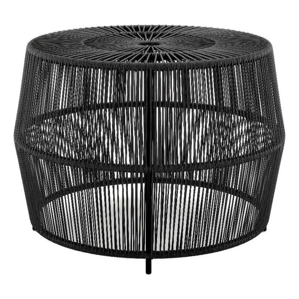 Black Wicker Rattan Round Outdoor Coffee Table K58260
