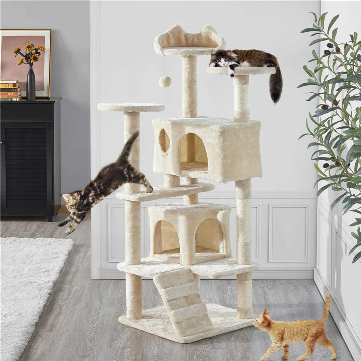 Plush Cat Tree with 2 Condos A144