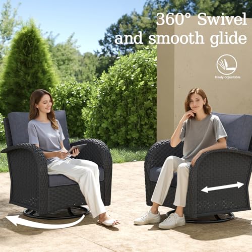 5 Pieces Wicker Patio Furniture Set with High Back Swivel Rocker Chairs G4796