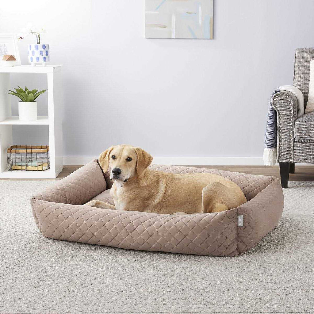 Velvet Rectangular Bolster Cat Dog Bed Y814910