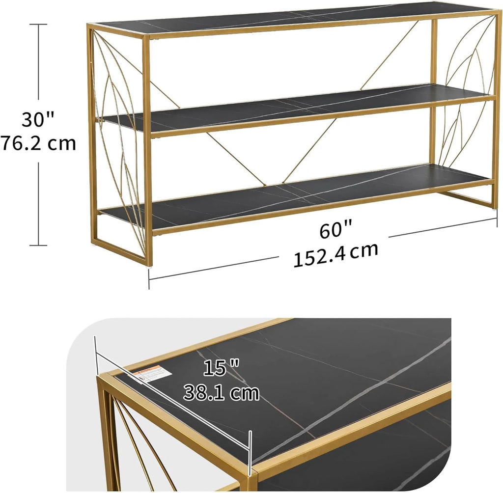 Black 3 Shelf Console Table Z2298