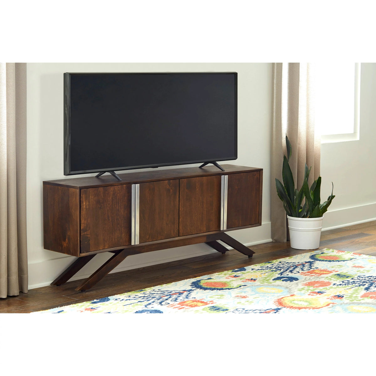 59" Wide Solid Wood Walnut TV Stand S511641