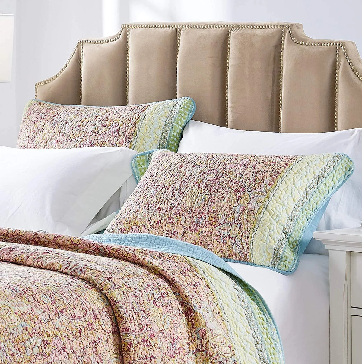 Floral Microfiber Washable Quilt Set King Multicolor H315926