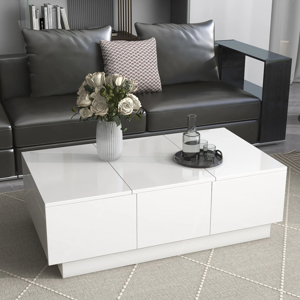 White Extendable Coffee Table with 2 Drawers Z4723