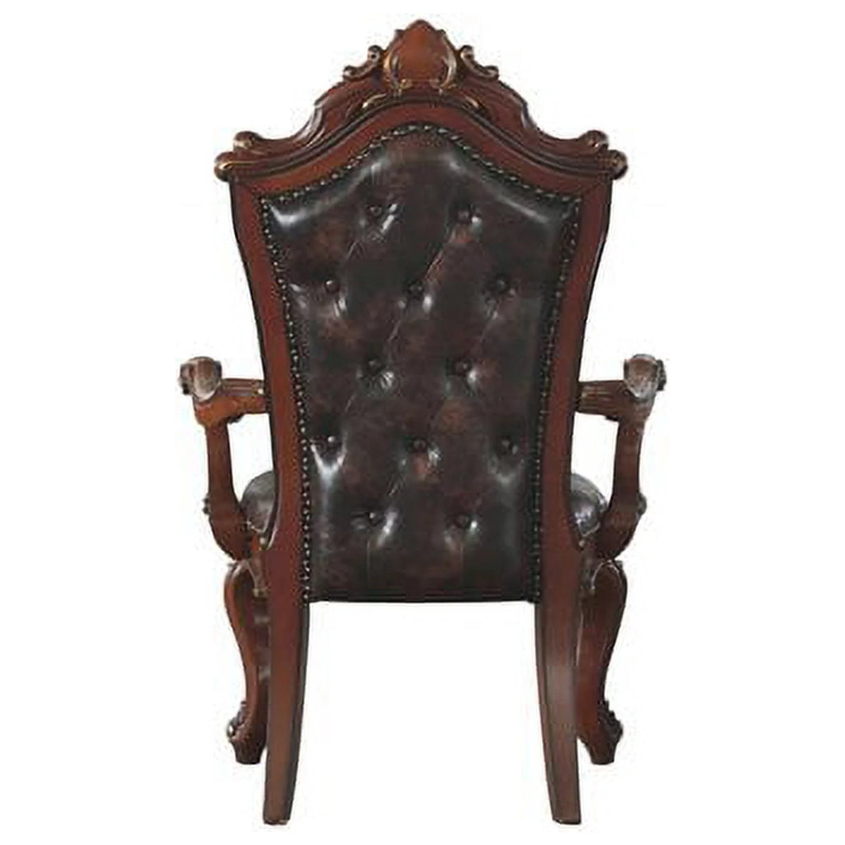 Cherry Oak Faux Leather Arm Chair Set of 2 A33034