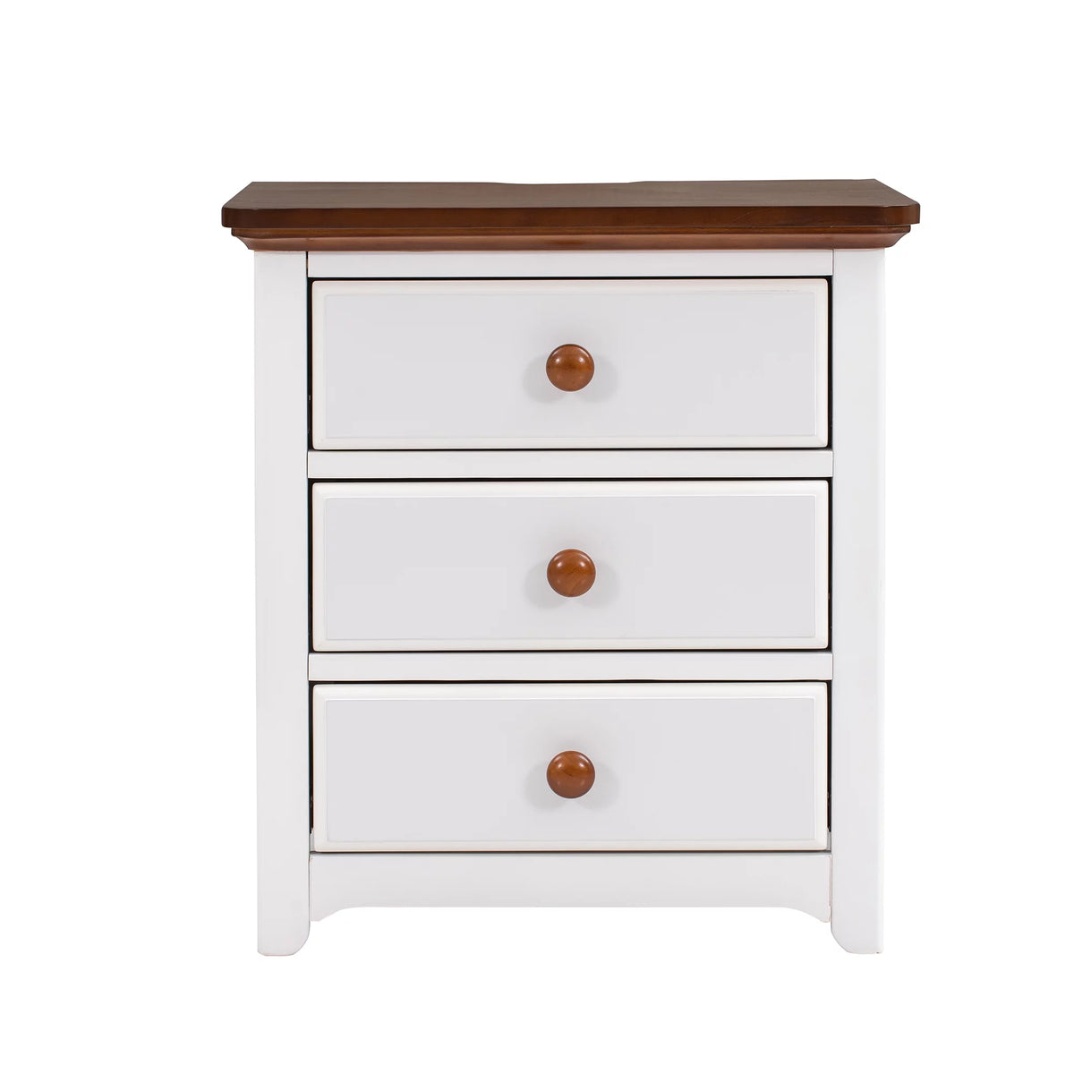 Full Size Platform Bed with Nightstand and Storage Chest, White and Walnut K22547