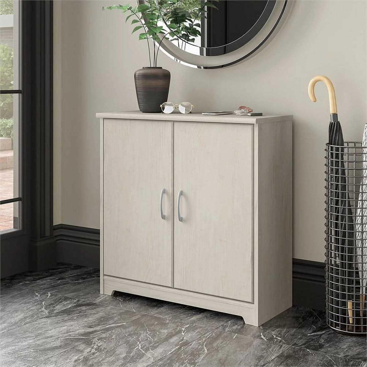 Small Entryway Cabinet in Linen White Oak O7102
