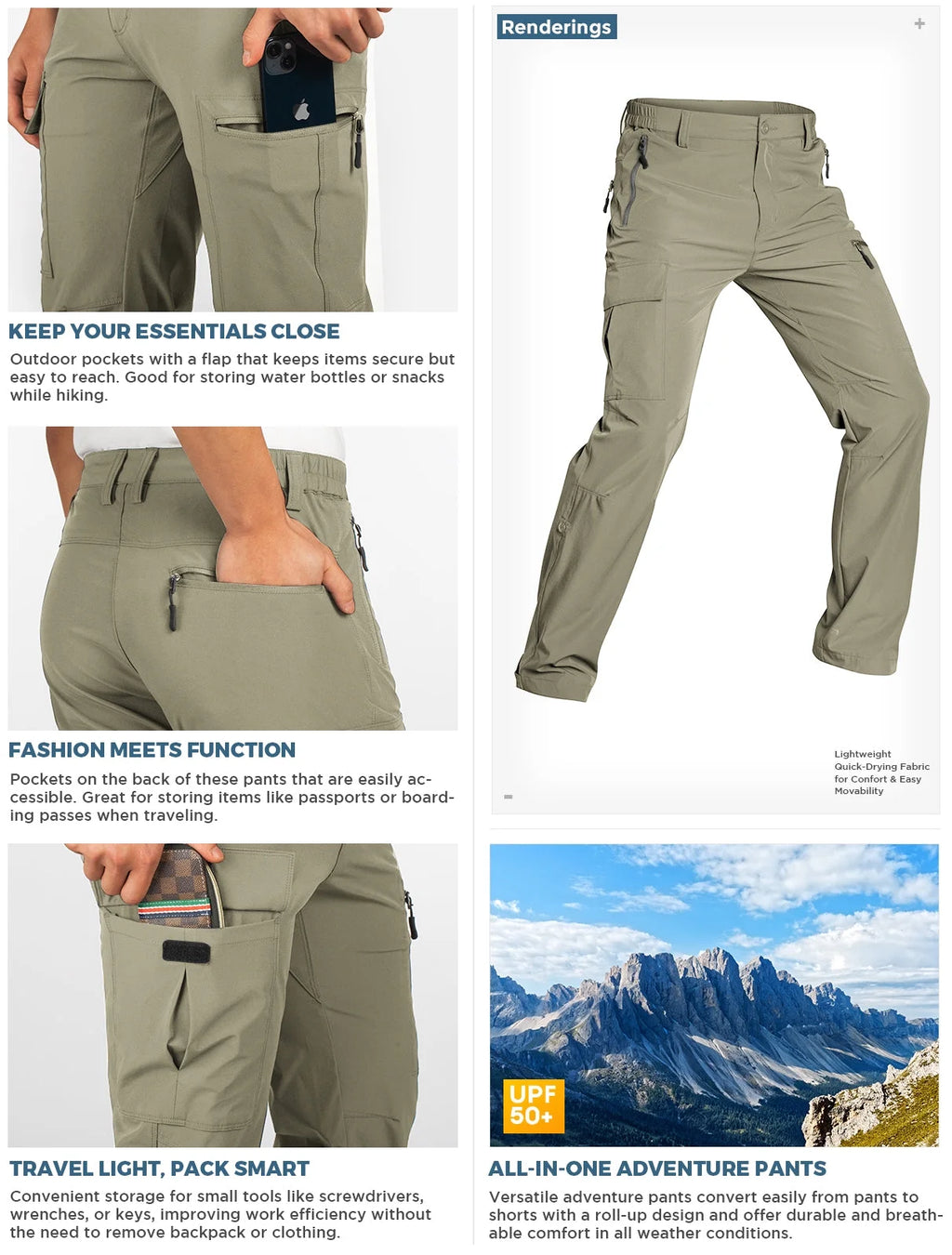 Lightweight Quick Dry Waterproof Cargo Pants K6486