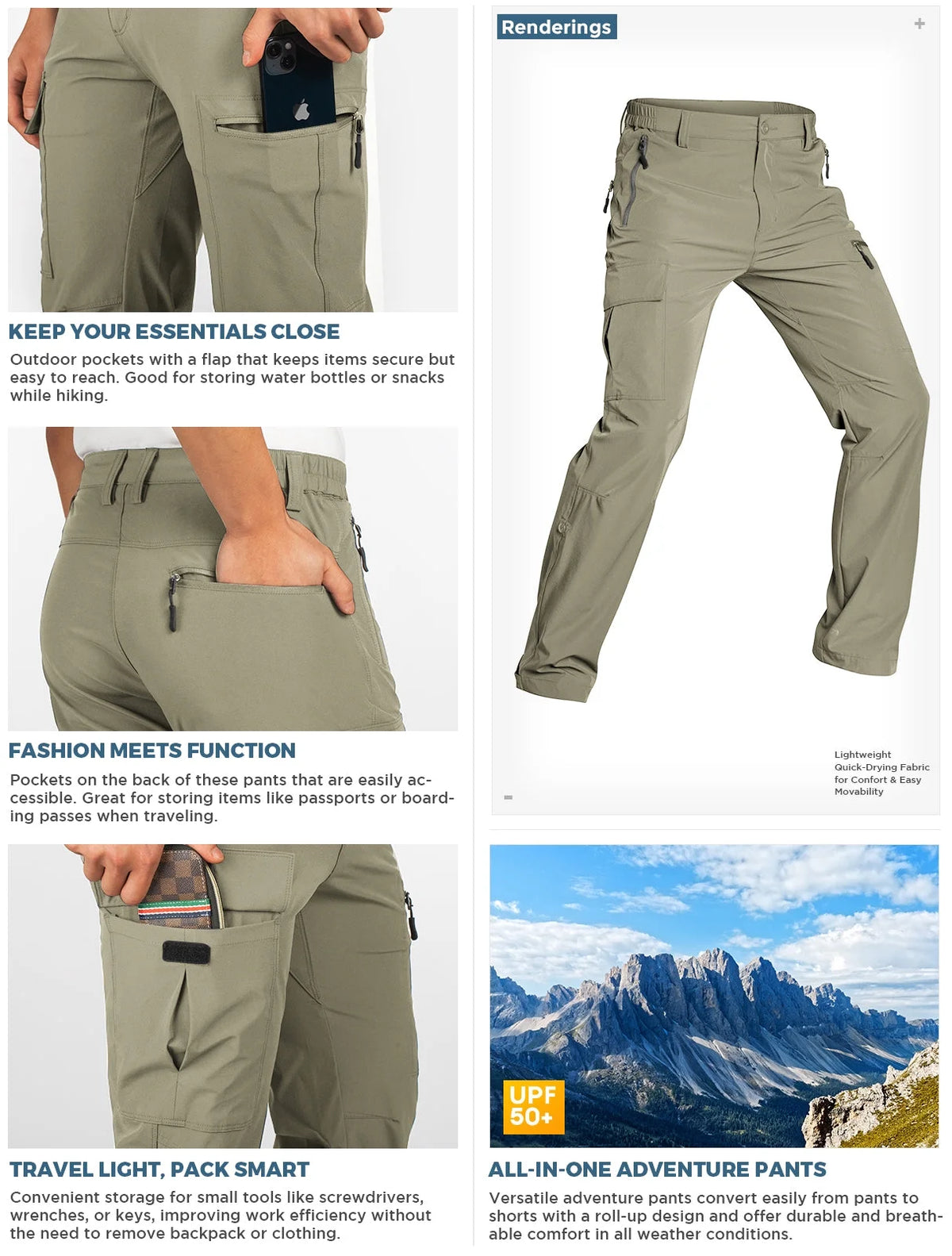 Lightweight Quick Dry Waterproof Cargo Pants K6486